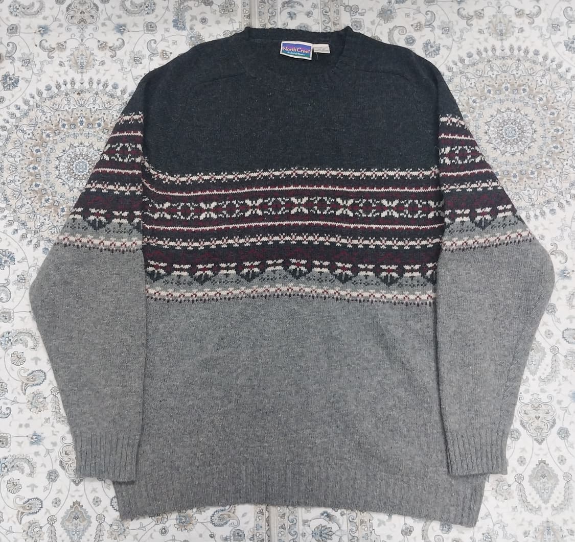 90S 노스 크레스트 램스울 패턴 니트 L 상품이미지1