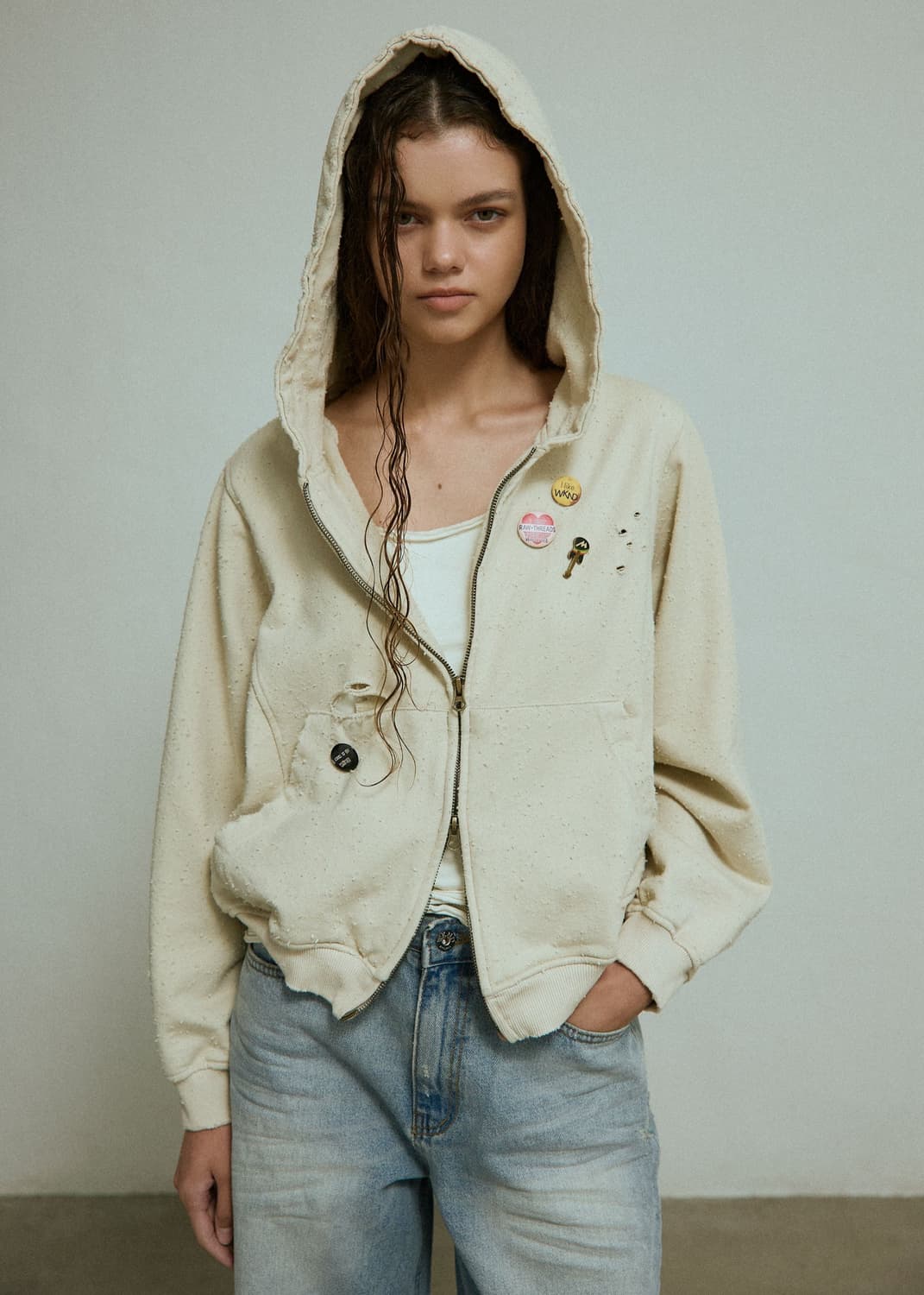 wknd project 데미지 투웨이 후드 상품이미지1