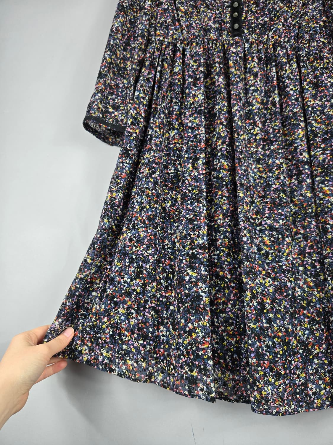 [무료배송]써스데이아일랜드 M 여성 잔꽃 쉬폰 허리밴딩 롱 원피스 상품이미지5