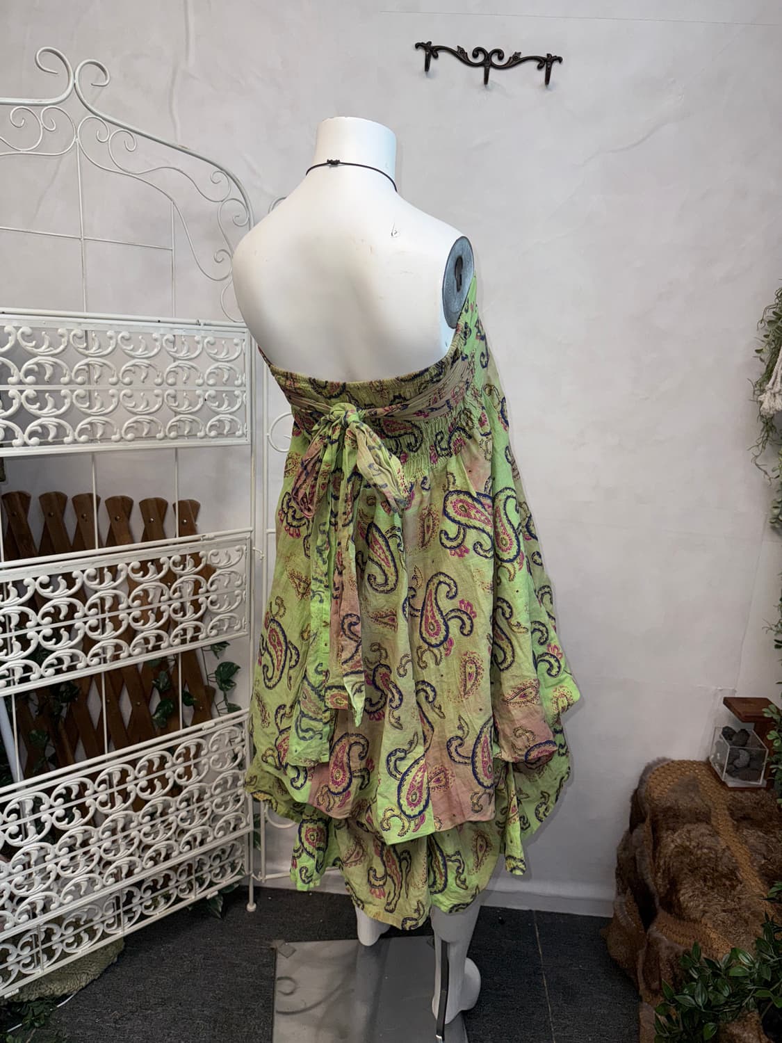 Pink green paisley balloon shirring ops 상품이미지3