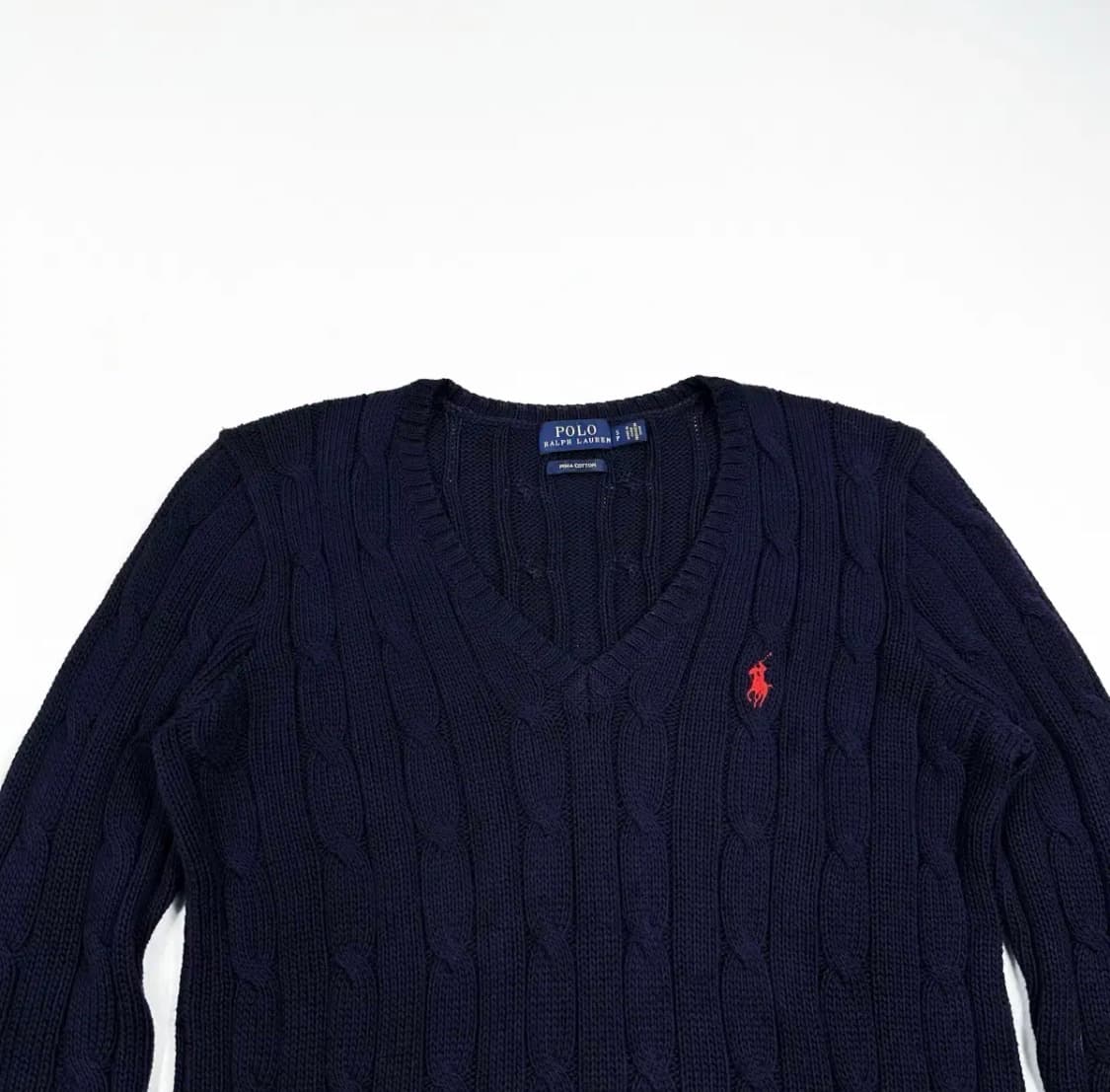 폴로 랄프로렌 피마코튼 브이넥 니트 s 상품이미지2