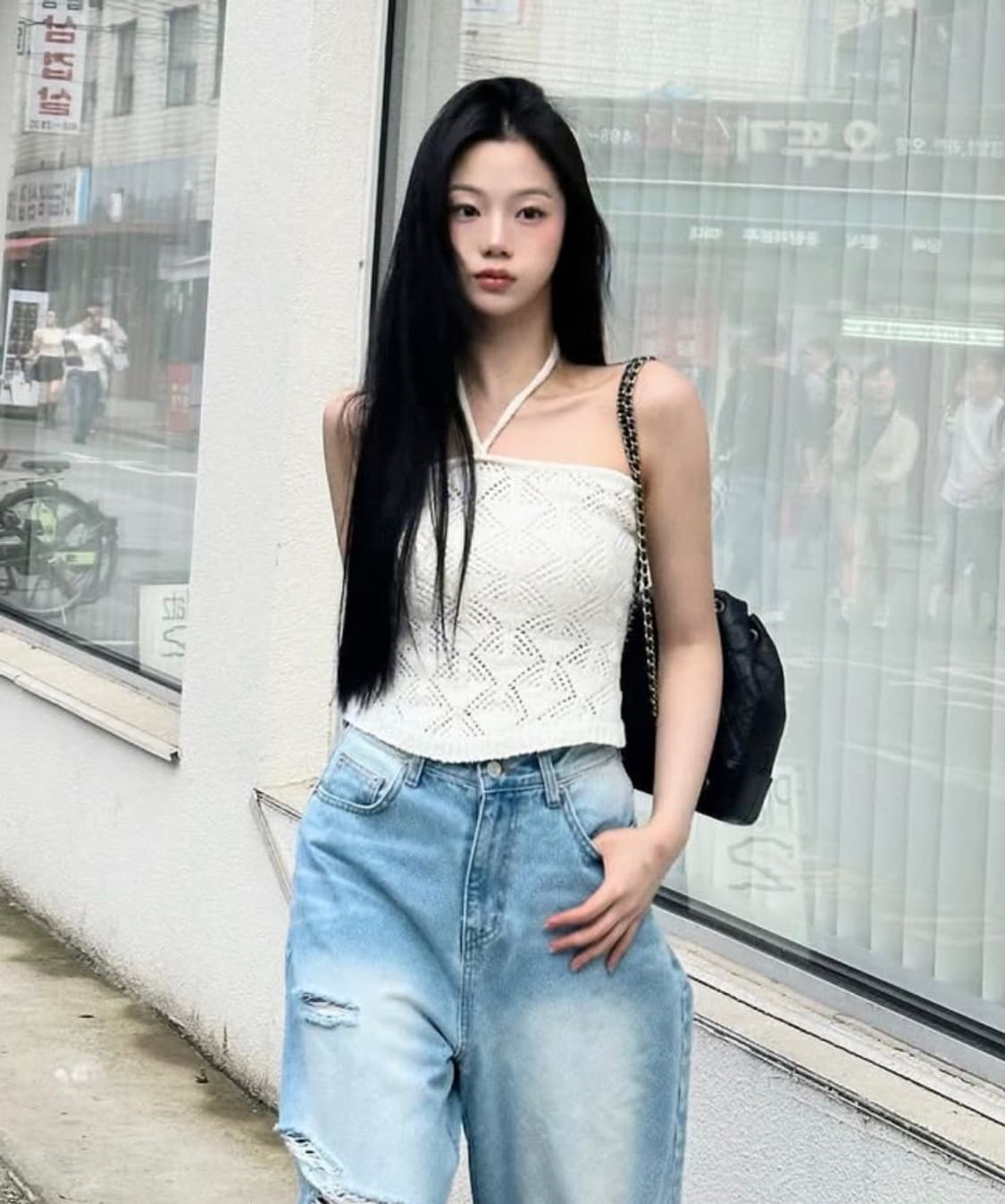 미드나잇무브 디스트로이트 찢청 데미지 워싱 와이드 데님 팬츠 S 상품이미지4