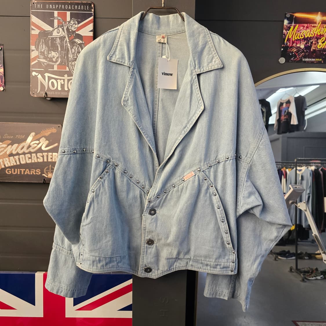 데님 스터드 빈티지 크롭 오버핏 자켓 상품이미지1
