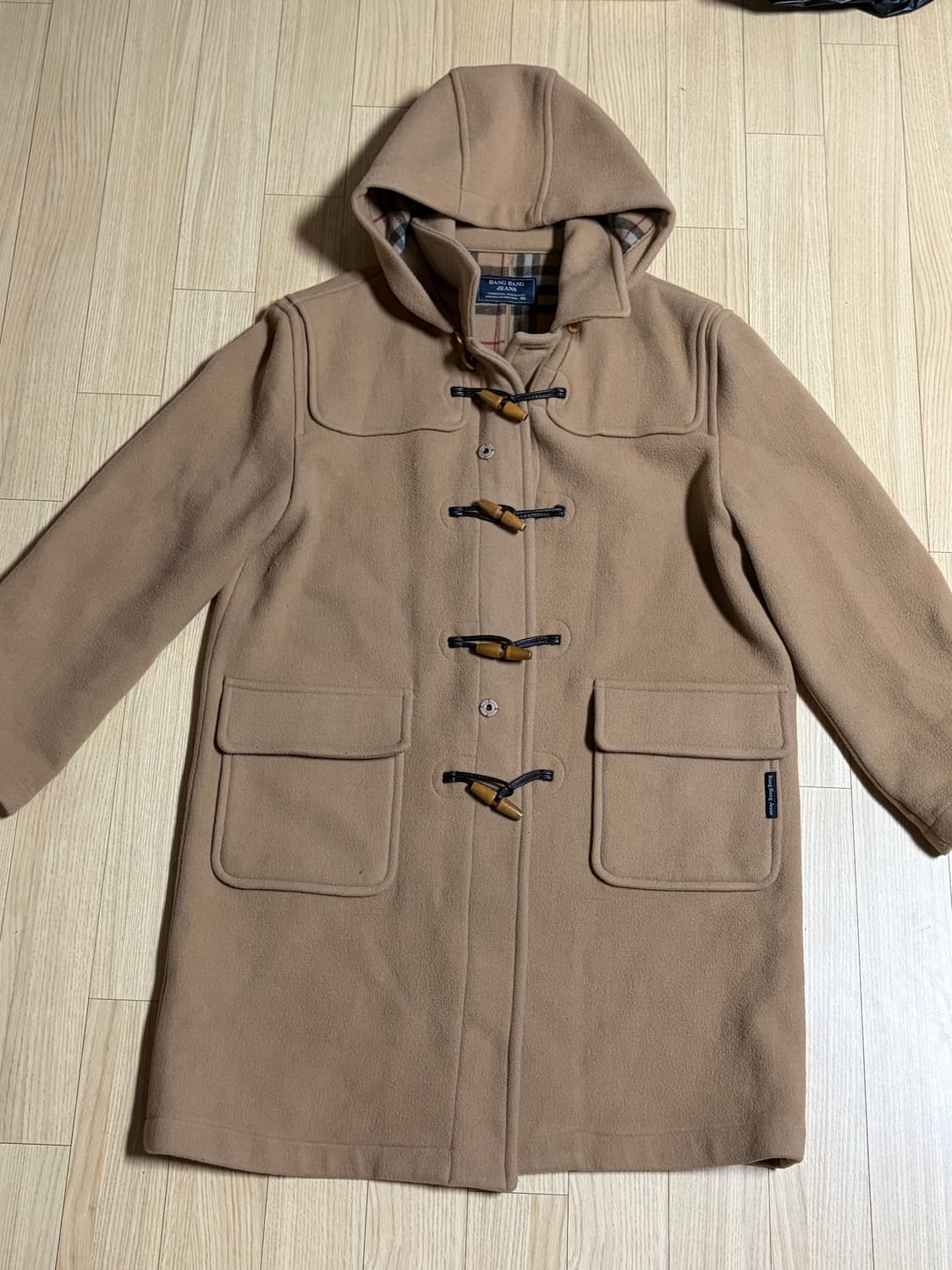 베이지 더플/떡볶이 후드 코트 100 상품이미지1