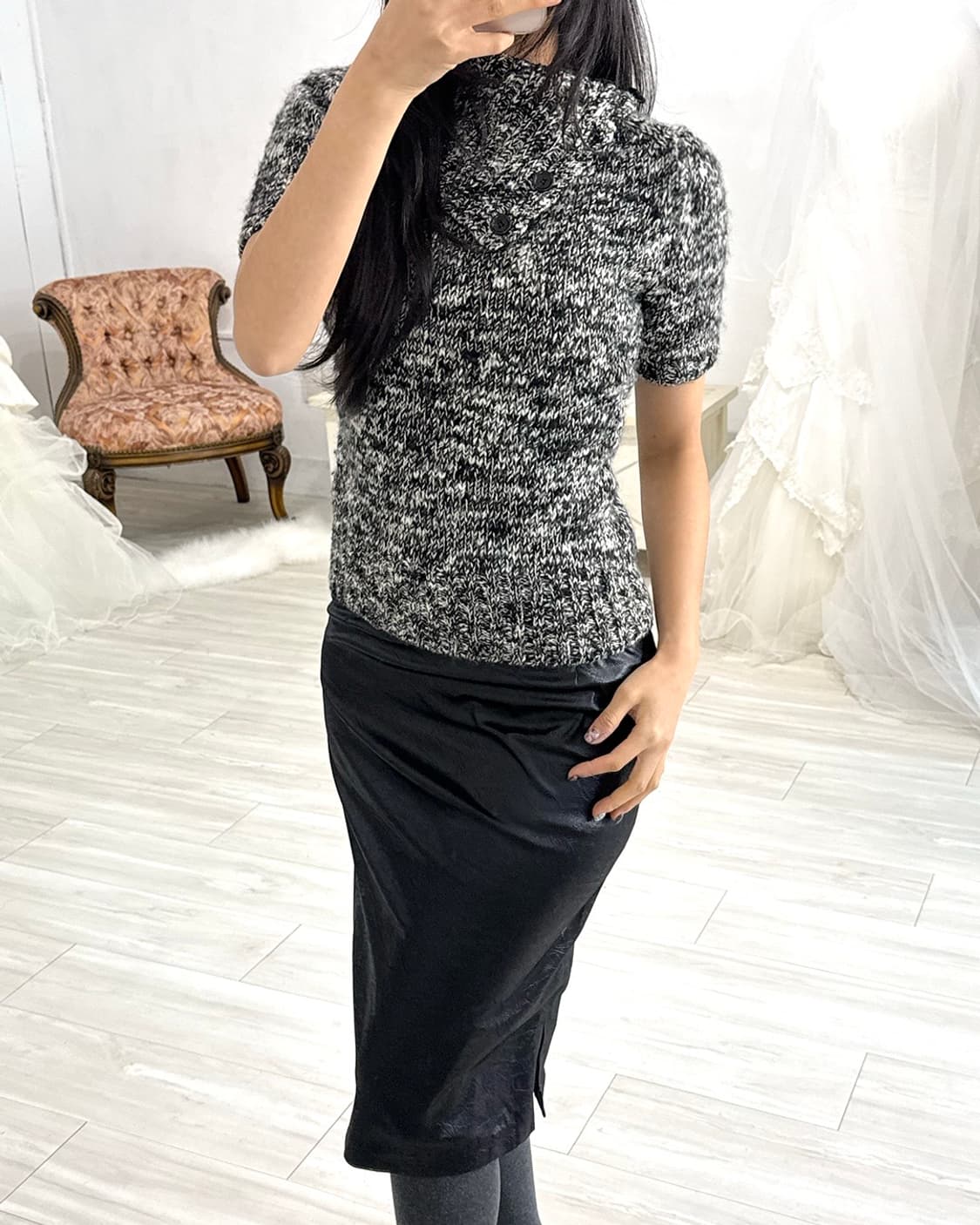 Melange Gray Button-Detail knit 상품이미지5