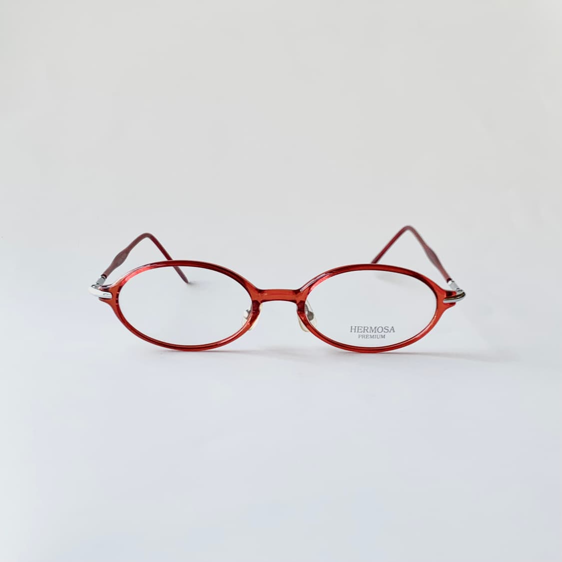 734 데드스탁 레드 클리어 오벌 라운드 유니크 초경량 빈티지안경 상품이미지8