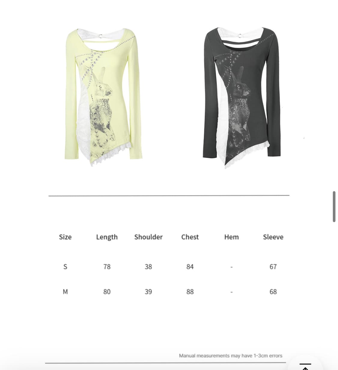 Lace Rabbit Printed Long-Sleeved T-Shirt 상품이미지4