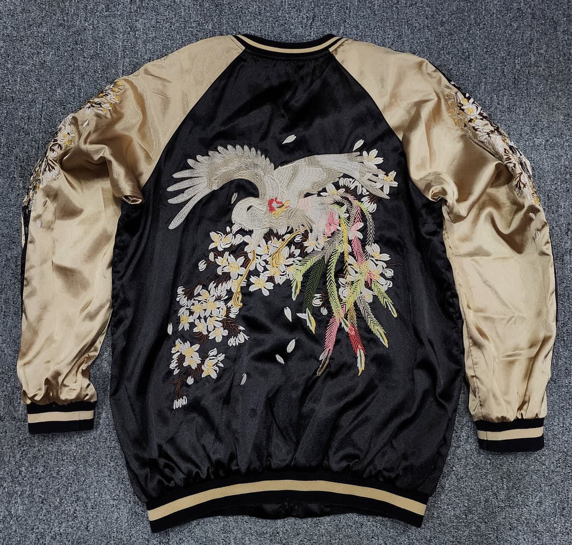 빈티지 동양풍 봉황 사쿠라 자수 리버시블 양면 스카쟌 자켓 XL 상품이미지2