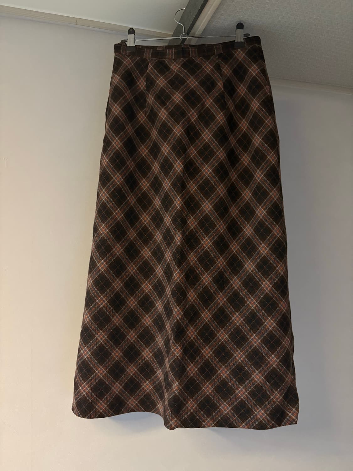 체크 모직 롱스커트 상품이미지1