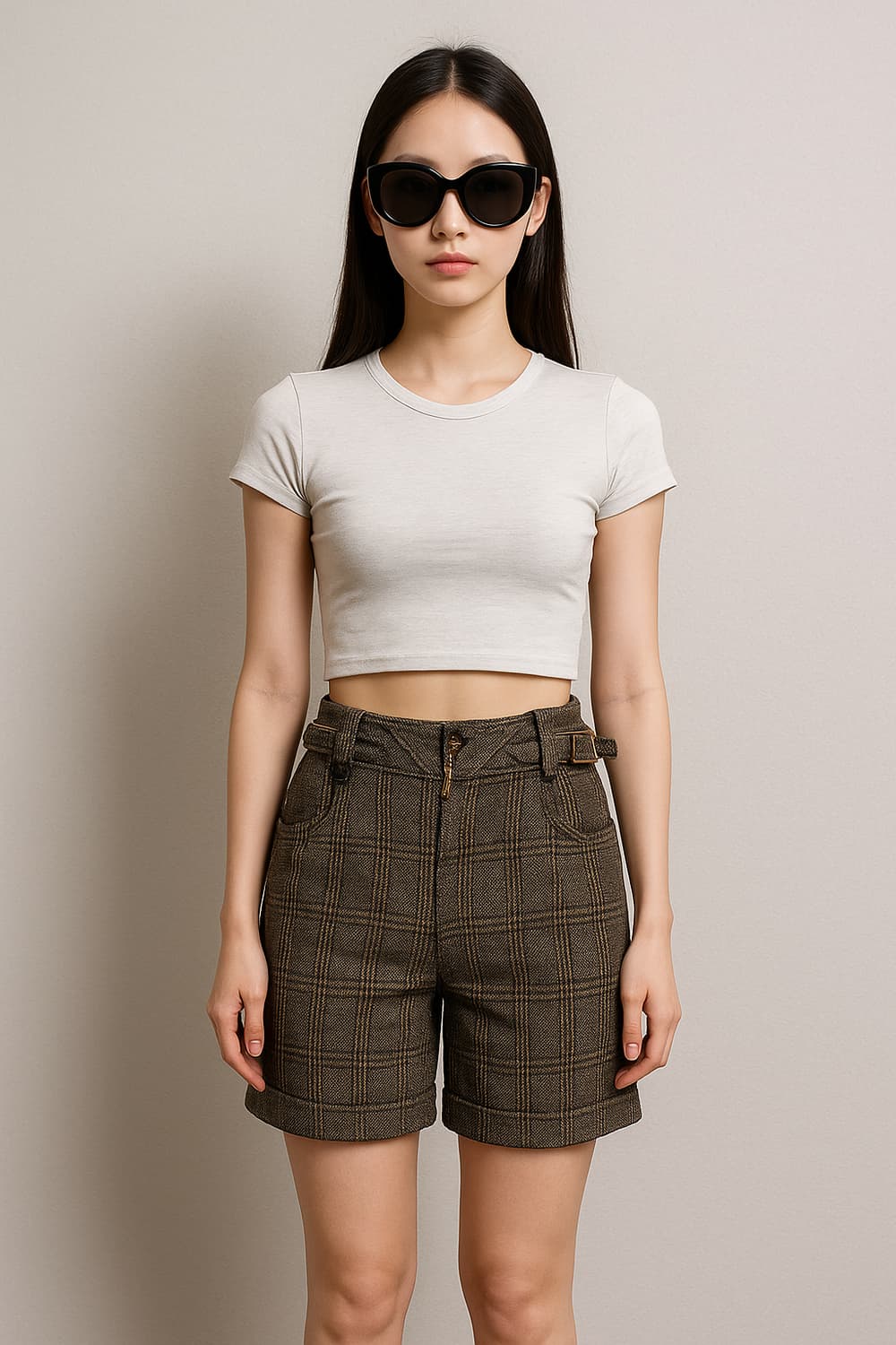 막스앤코 MAX&Co. 여자 체크 하프 팬츠 상품이미지1