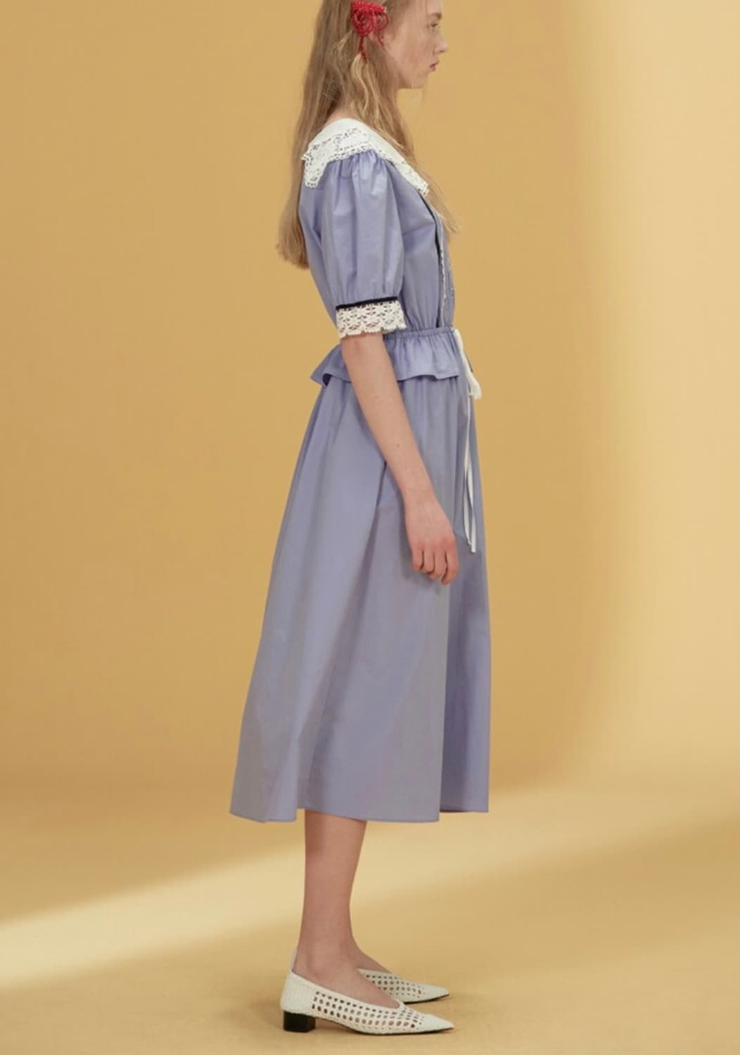쟈니헤잇재즈 레이스 카라 원피스(블루) 상품이미지6