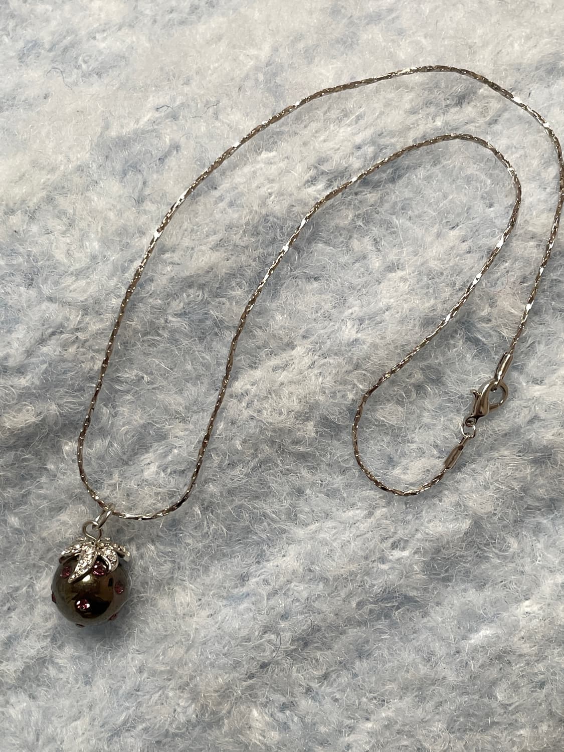 빈티지 갸루 핑크 큐빅 딸기 목걸이 상품이미지2