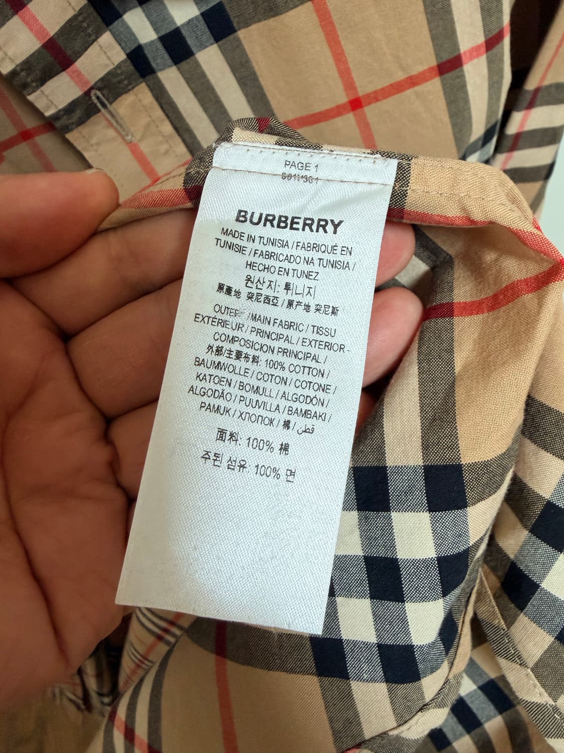 버버리 반팔셔츠 사이즈xl 신품급 상품이미지3