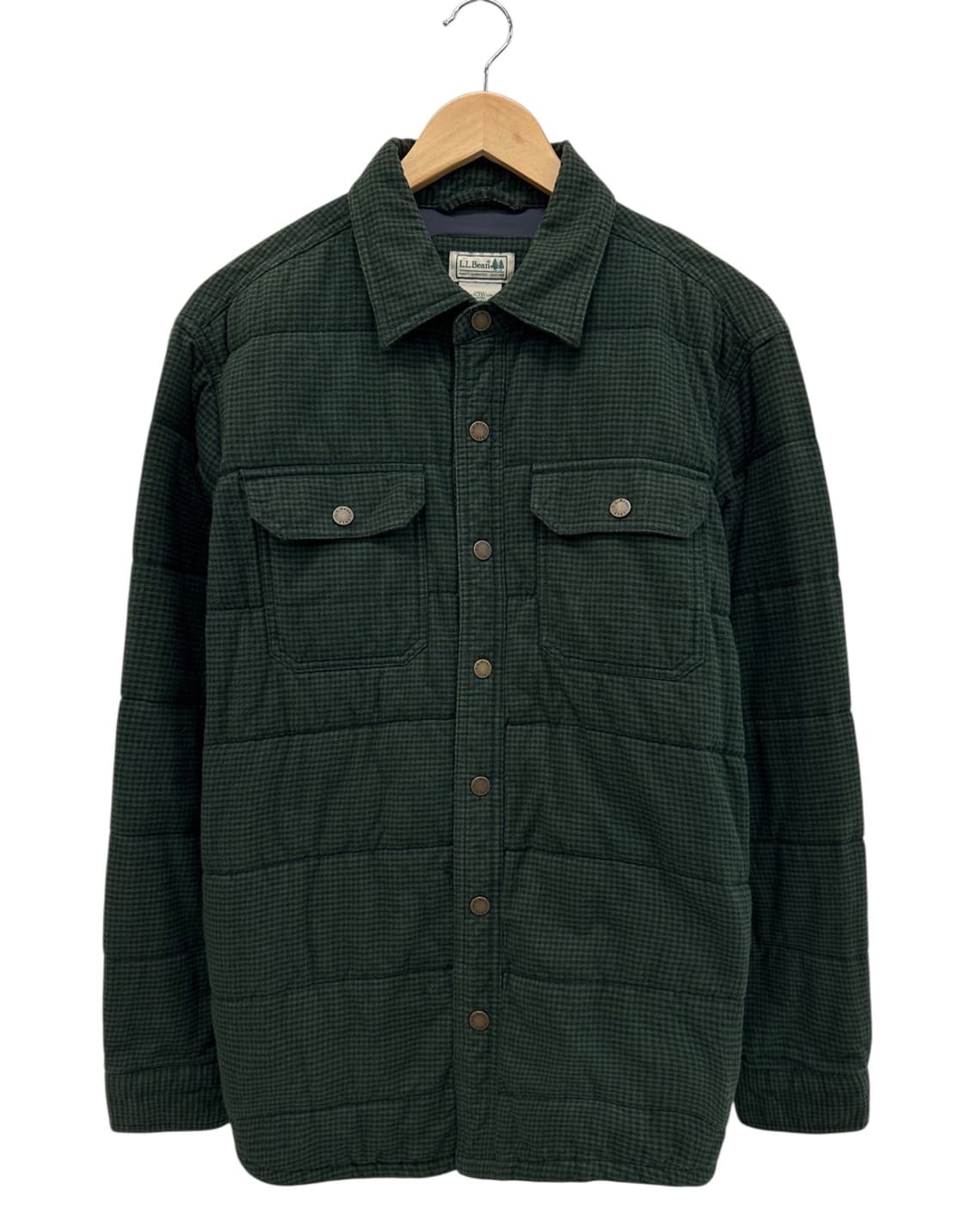 엘엘빈 깅엄체크 누빔자켓 다크그린 (M~L) 상품이미지1