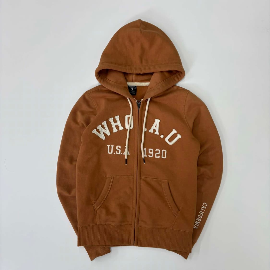 후아유 y2k 러블리힙 카멜베이지 스웻 후드집업 희귀져지(S) 상품이미지2