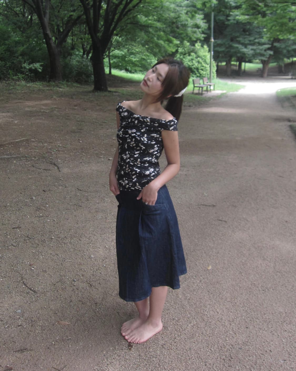 vintage flower off-shoulder top 상품이미지5