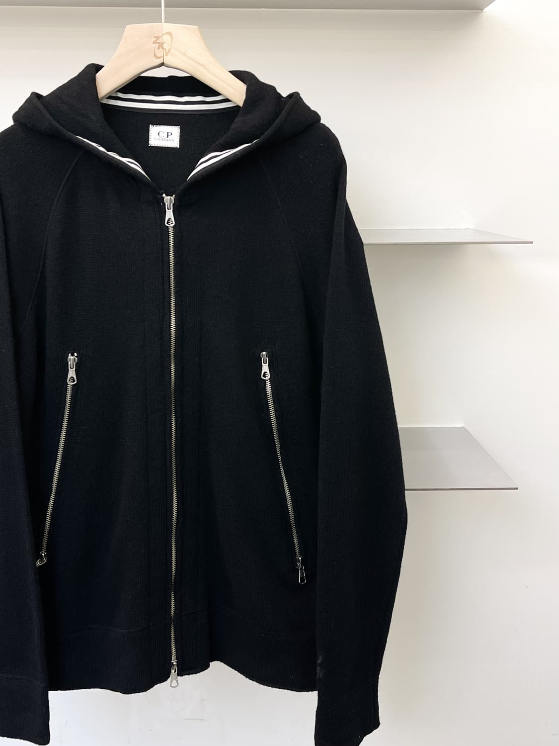 씨피 컴퍼니 90s 더블 다이애그널 집 울 니트 상품이미지4