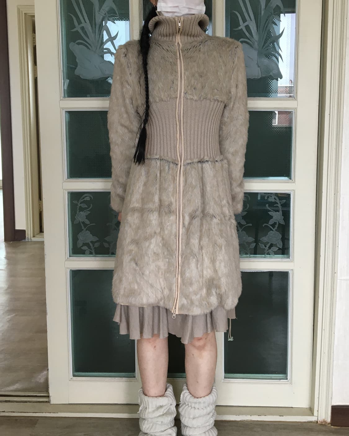 Zucca fake fur layer high neck knit zip  상품이미지8