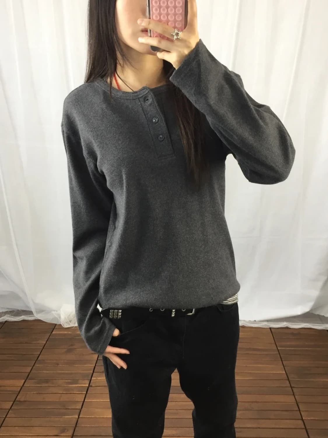 AVIREX U.S.A. Gray Henley Tee 상품이미지1