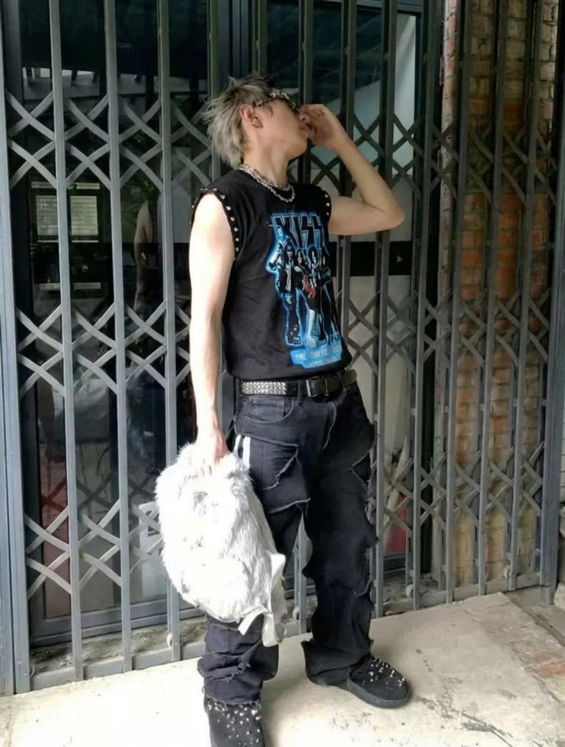 LAZER HEAVEN / KISS 락밴드 프린트 스터드 민소매 티셔츠 상품이미지1