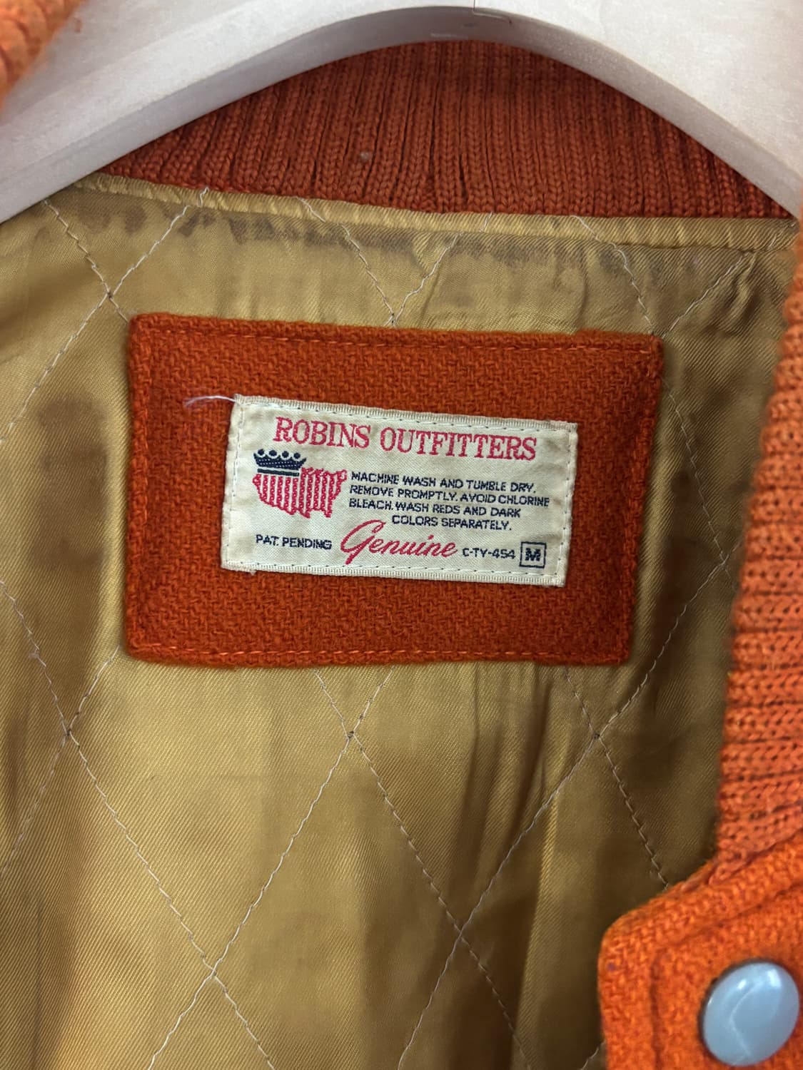 Vintage 오렌지/그레이 배색 레더슬리브 바시티 자켓 상품이미지7