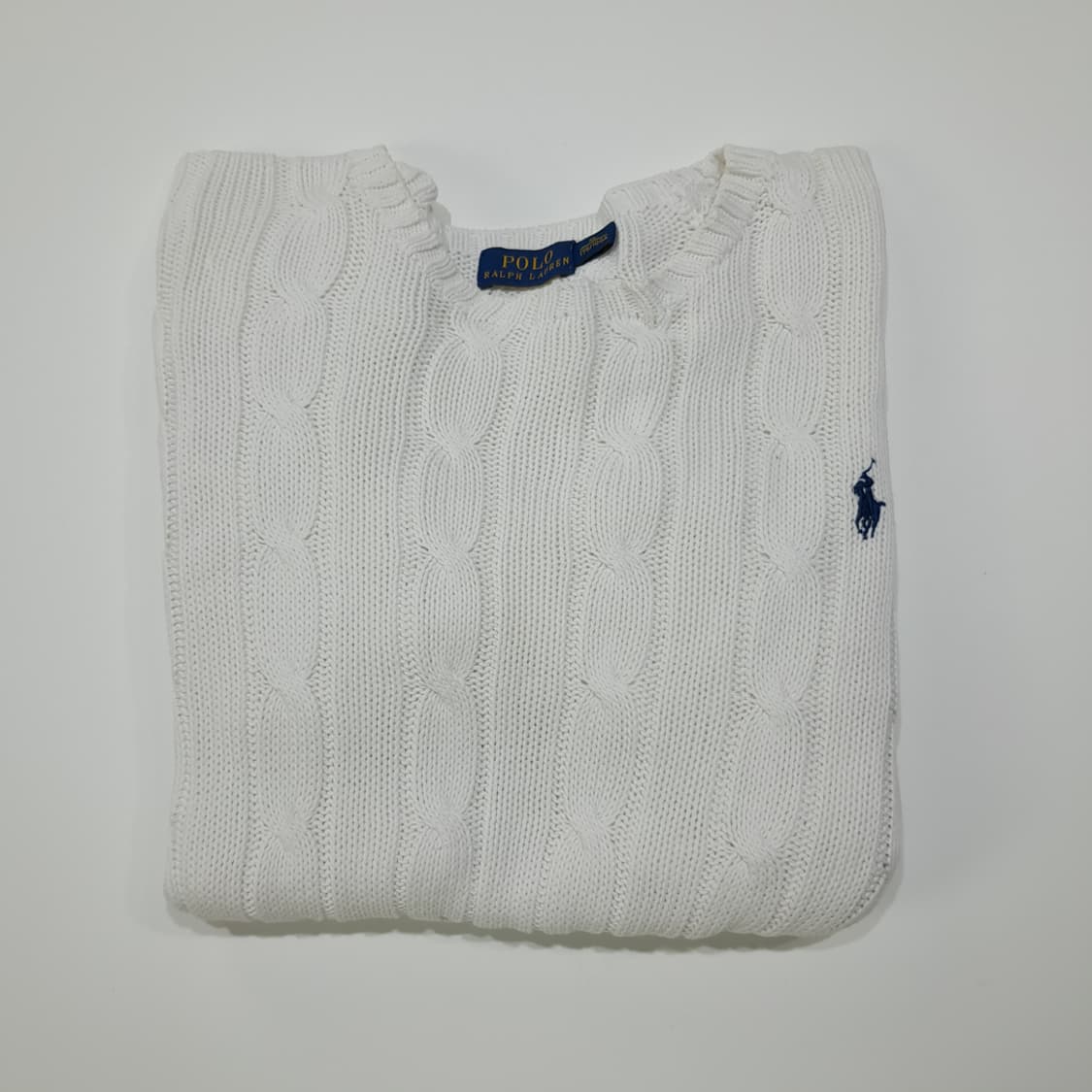 CL095 XL 폴로 랄프로렌 네이비 포니 자수 화이트 케이블 니트 상품이미지7
