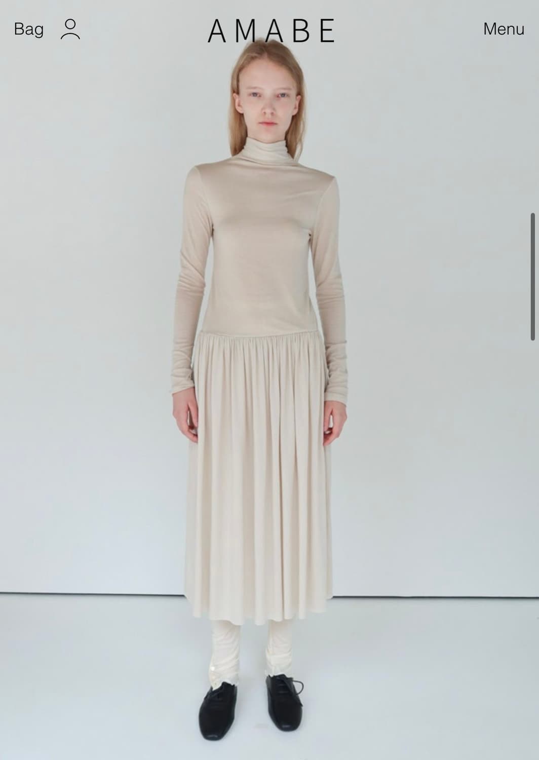 Amabe -scarf neck shirring dress 상품이미지3