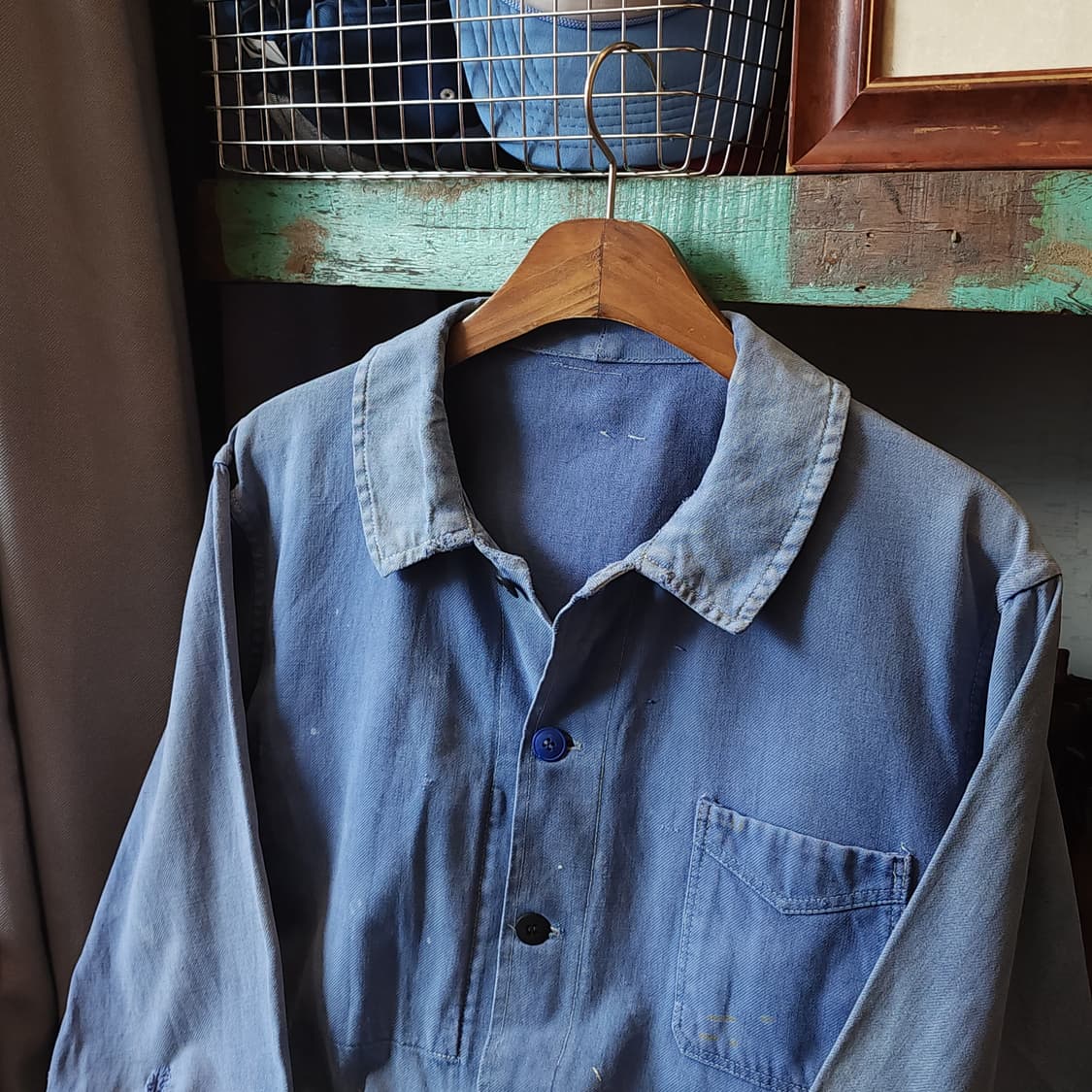 60s 프렌치 워크자켓 프렌치자켓 페이딩 블루 썬페이딩 m 상품이미지10