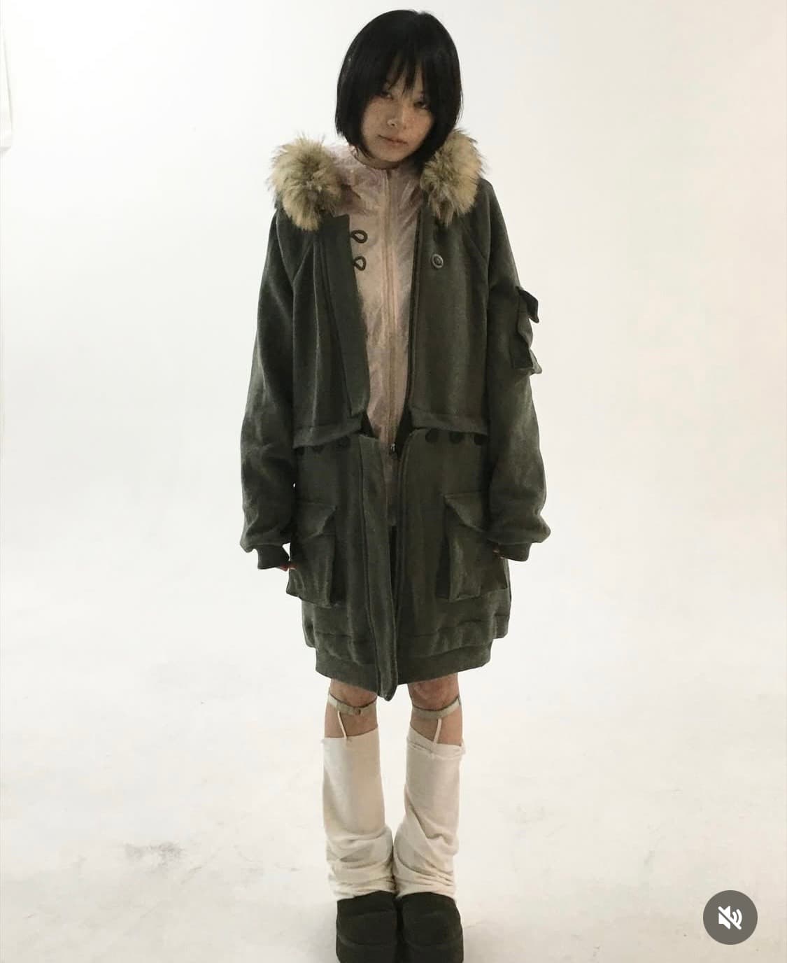 오스하이 투웨이 퍼 후드집업 카키 상품이미지3