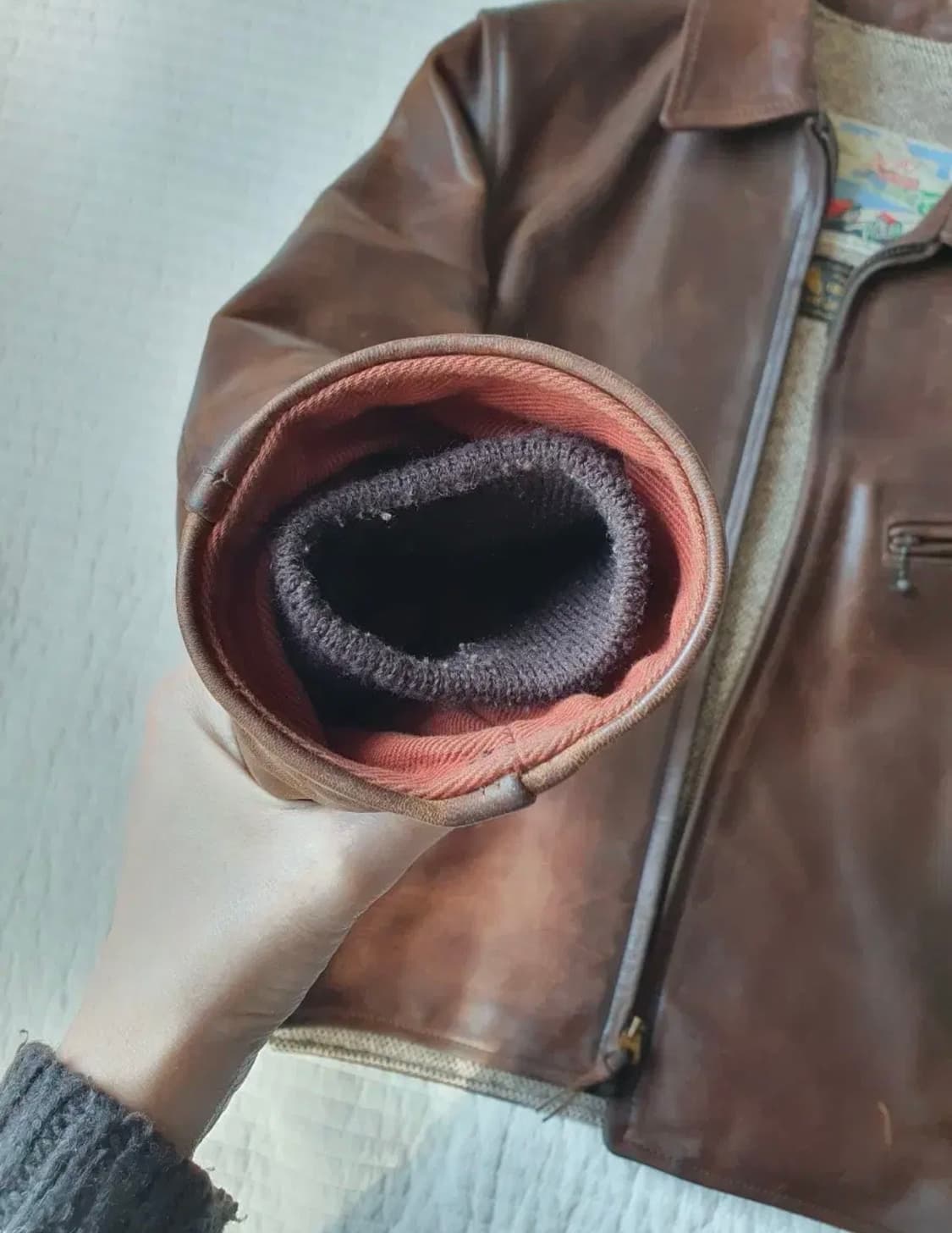 에어로레더 하프벨트 홀스하이드(말가죽) 자켓 38   상품이미지6