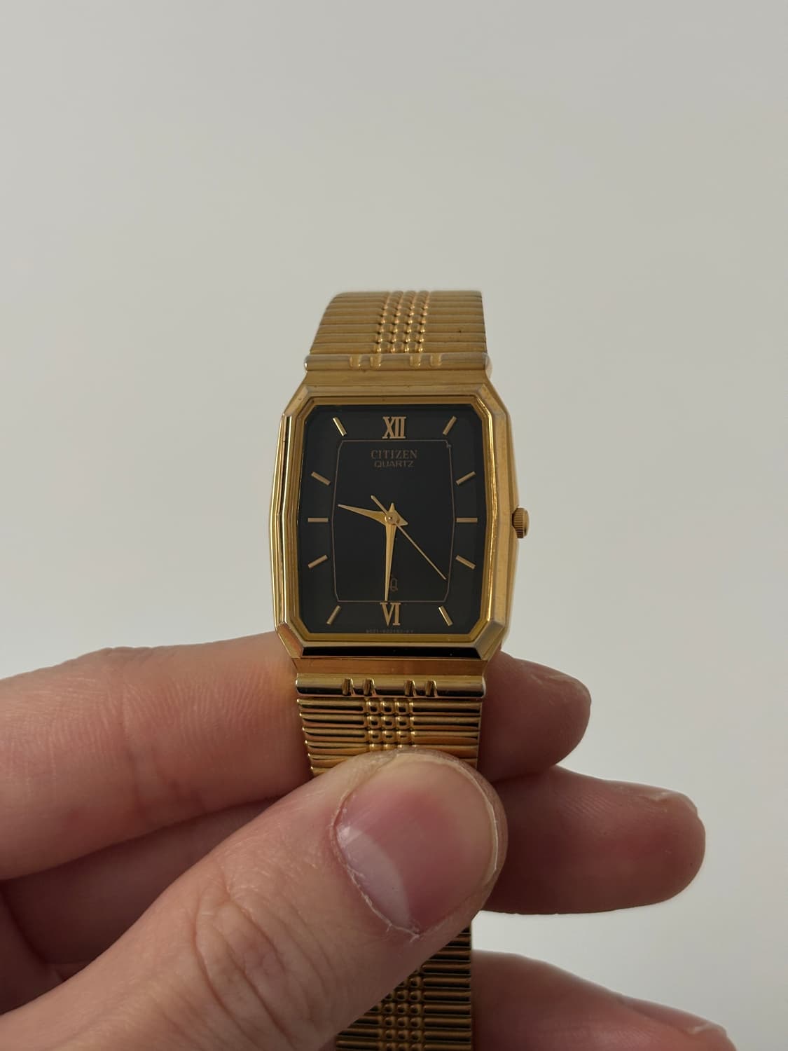 시티즌 1980년대 빈티지 시계 CQ 블랙 다이얼 골드 스퀘어 쿼츠 남성 상품이미지3