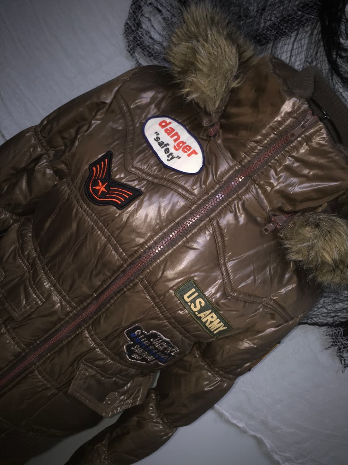 CASSE y2k khaki embroider slim padding 상품이미지6