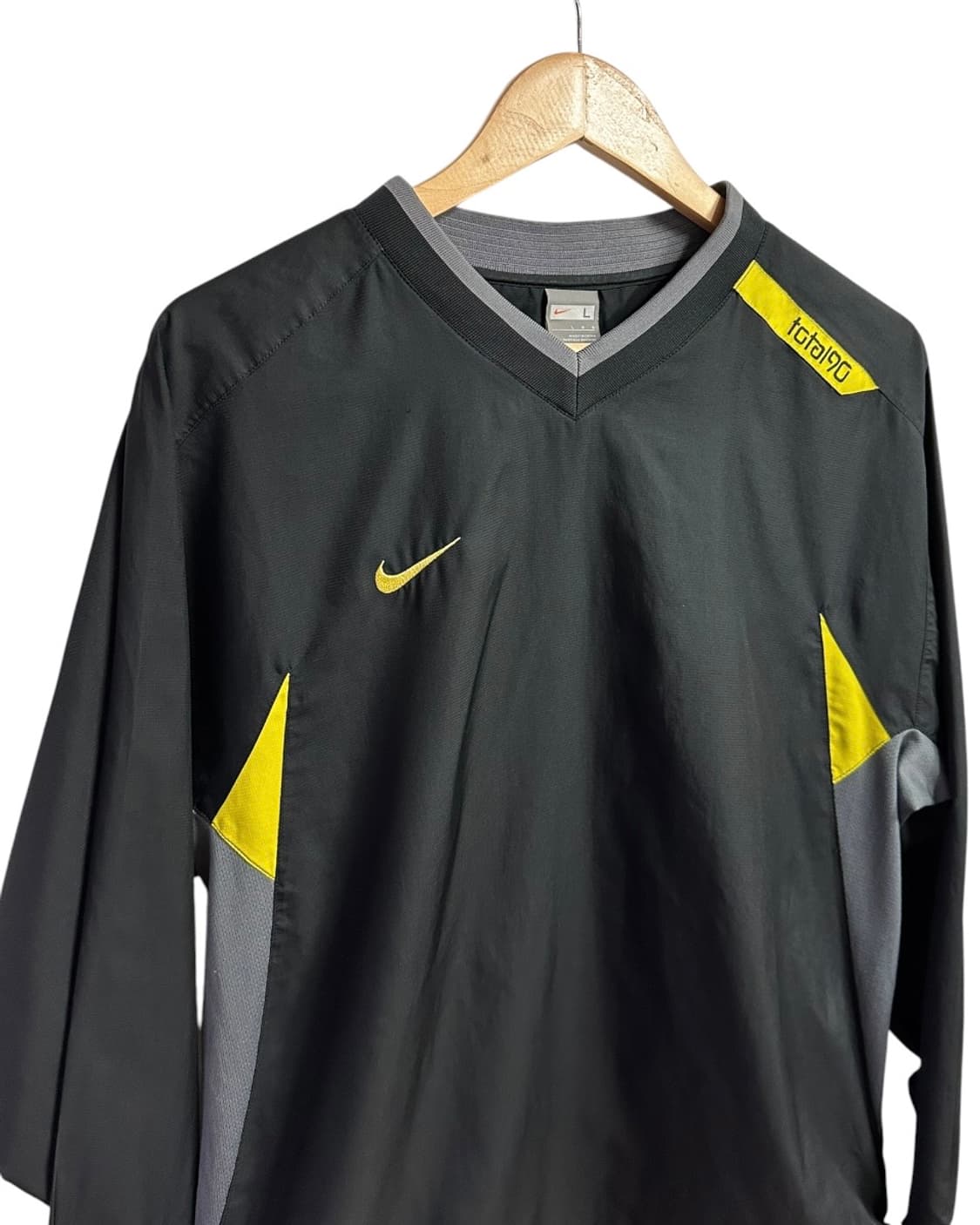 나이키(NIKE) 00s 블랙/옐로우 토탈90 레트로 브이넥 웜업 L 상품이미지2