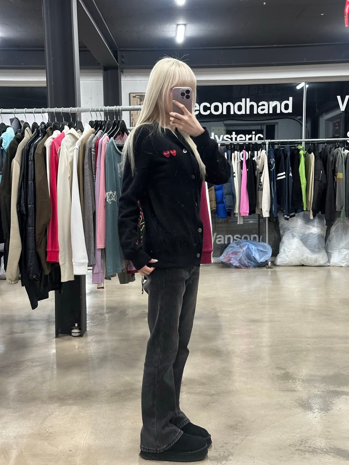 꼼데가르송 가디건 더블 하트 와펜 상품이미지2