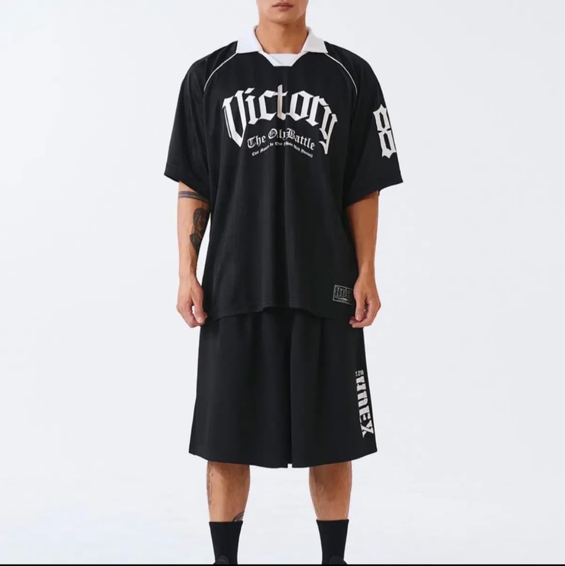 (25ss) HDEX 빅토리 스트라이프 카라 숏 슬리브 블랙 (2XL) 상품이미지1