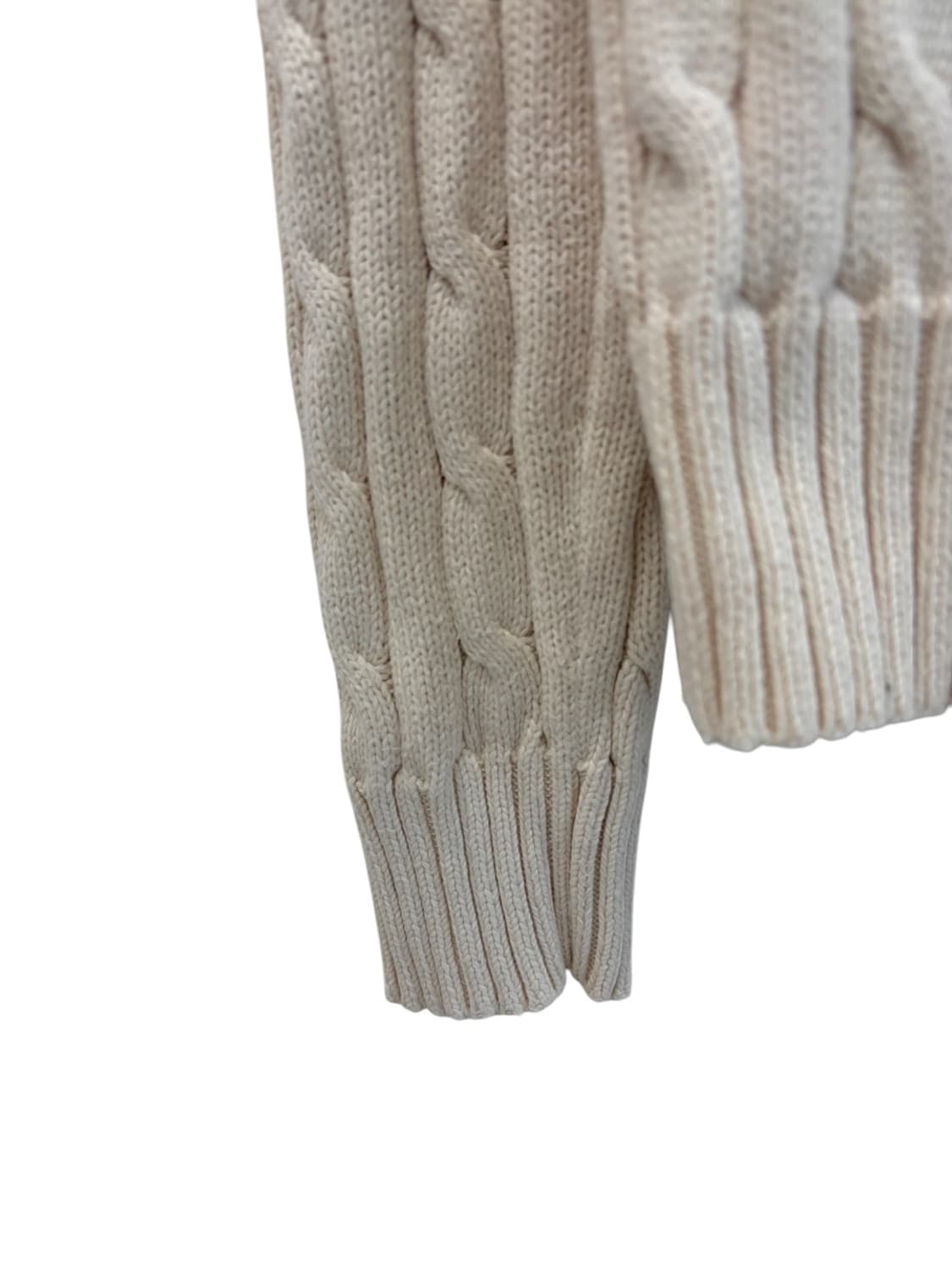 폴로 꽈배기 케이블 라운드 니트 아이보리 크림색 (여성M) 상품이미지7