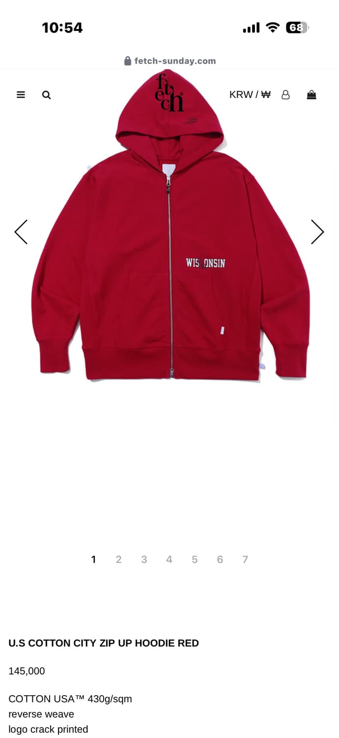 페치 후드집업 U.S COTTON CITY ZIP UP HOODIE 상품이미지1