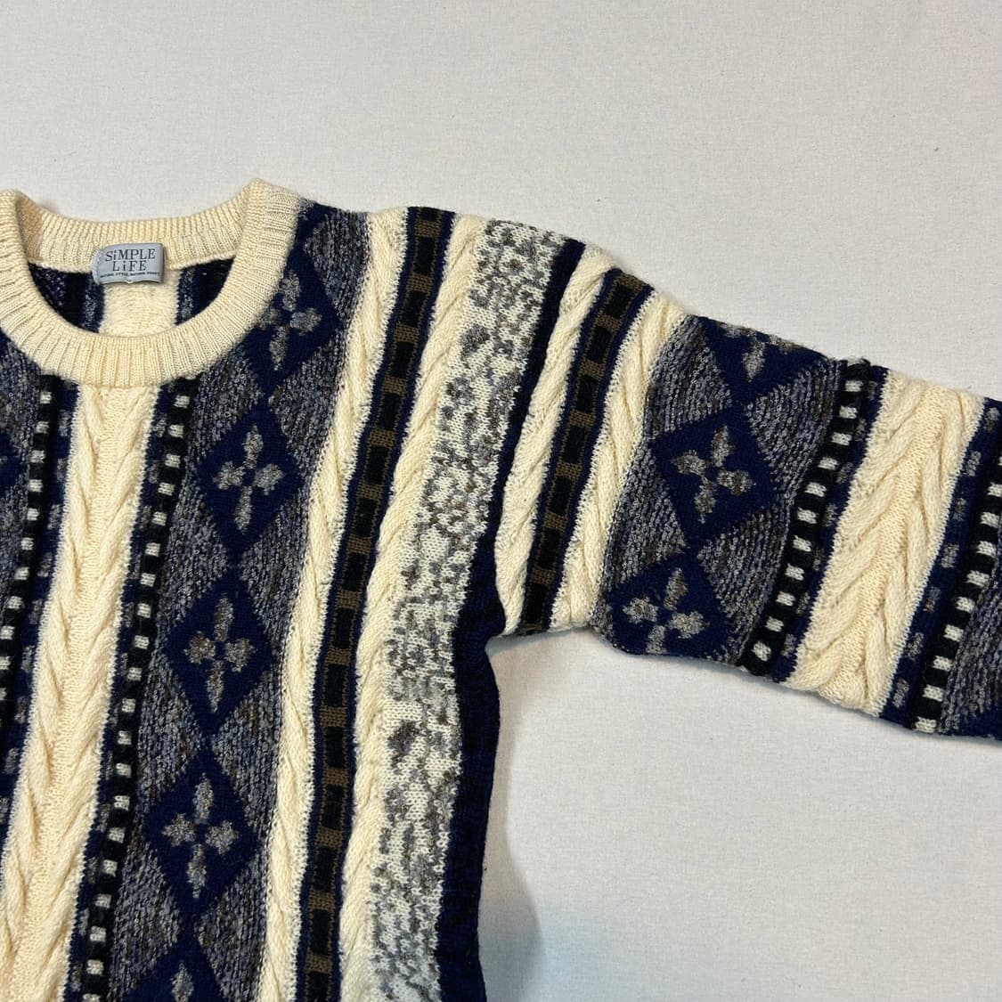M) SIMPLE LIFE 패턴 니트 스웨터 일본 빈티지 상품이미지3
