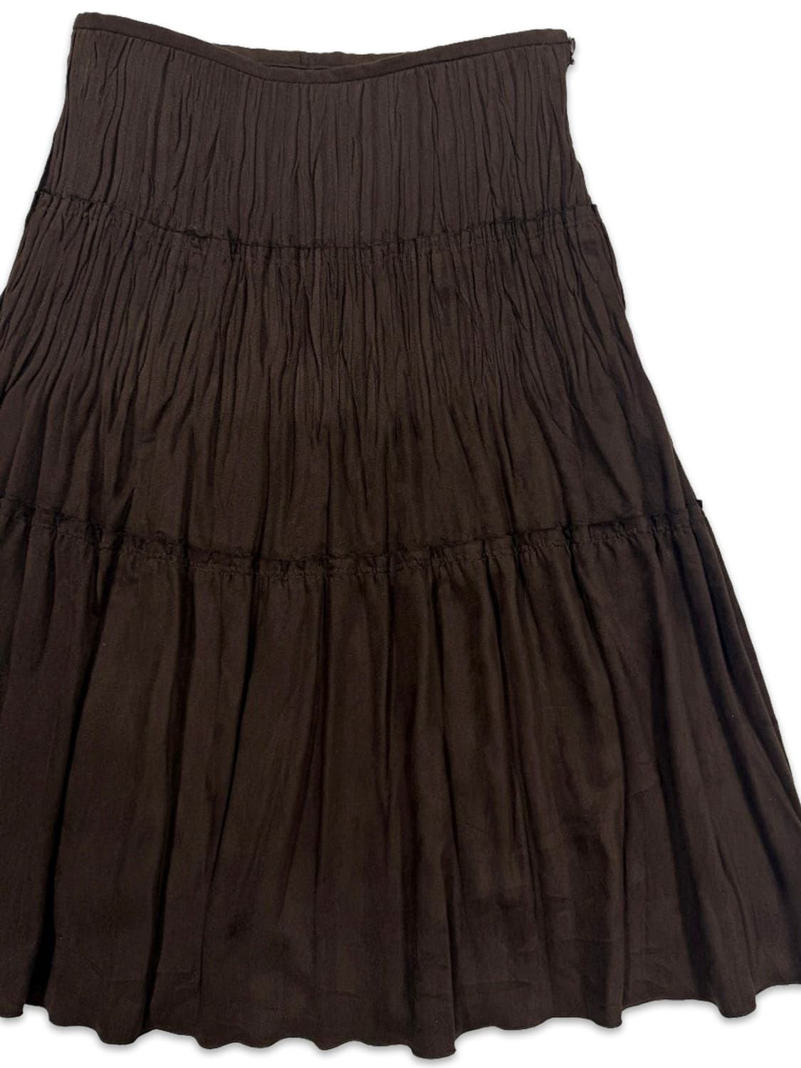 빈티지 MICHEL KLEIN 브라운 스웨이드 플리츠 미디 스커트 상품이미지2