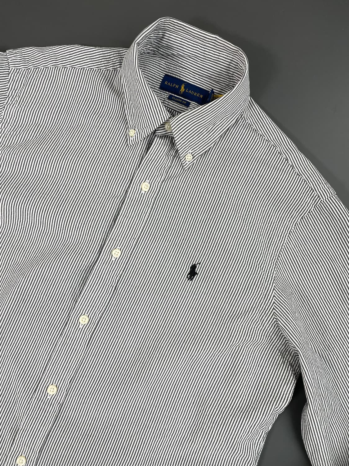 [M] 폴로 랄프로렌 시어서커 스트라이프 셔츠 클래식핏 QR 인증 상품이미지2