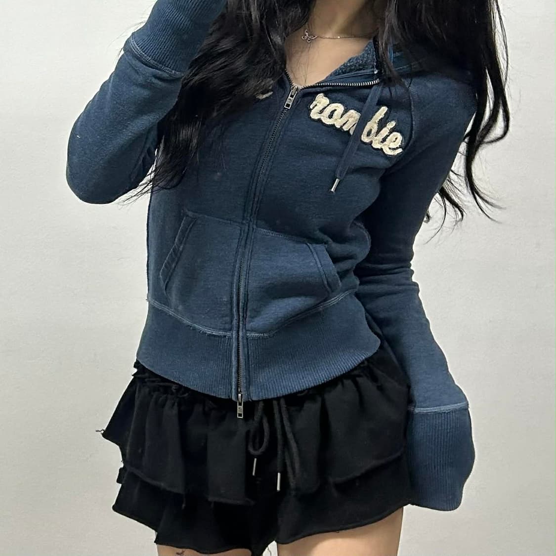 아베크롬비 y2k 대대장 작사 네이비 걸즈 후드집업 희귀져지(M) 상품이미지3