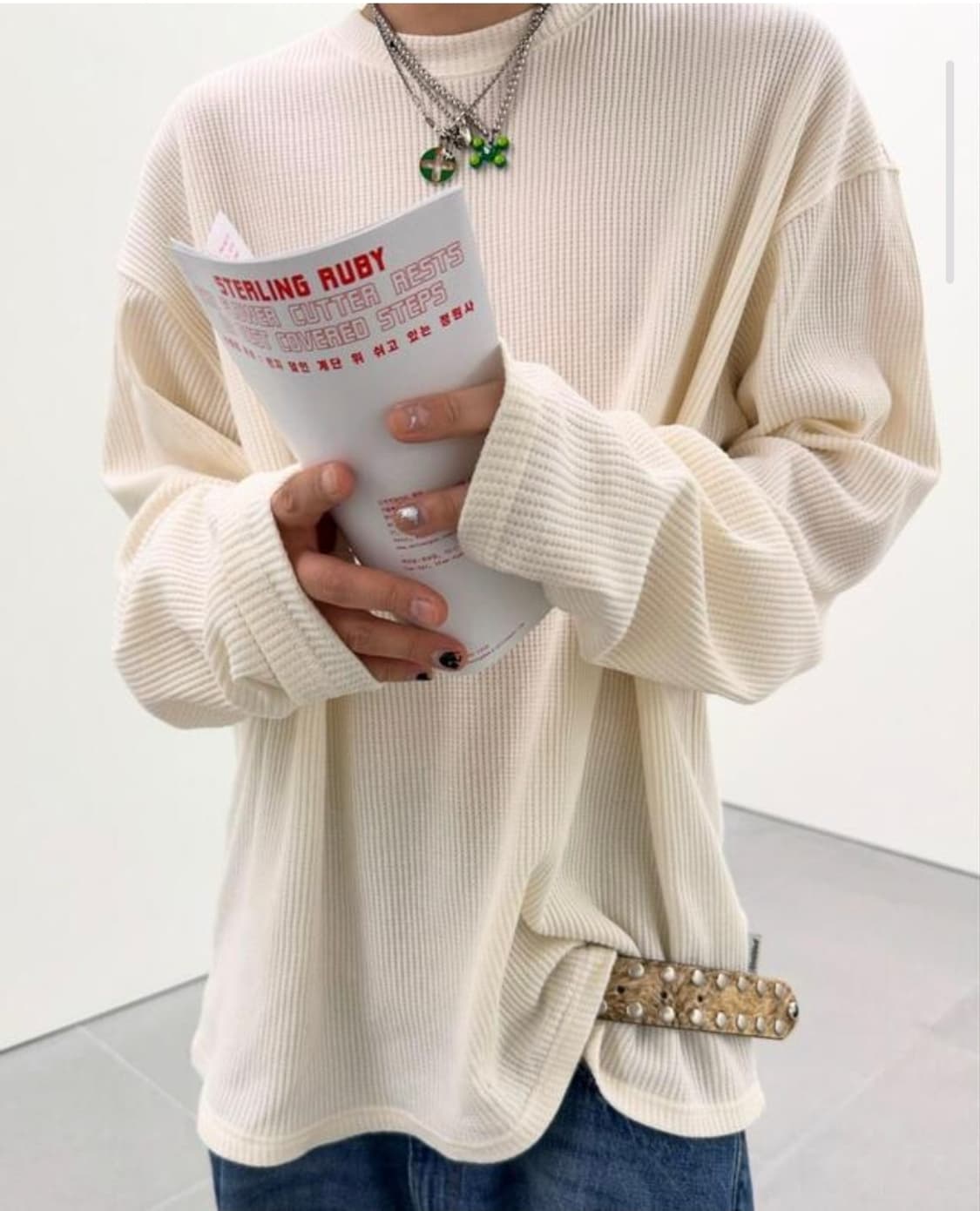 언타이틀드 아이딜 와플 롱슬리브 화이트 상품이미지1