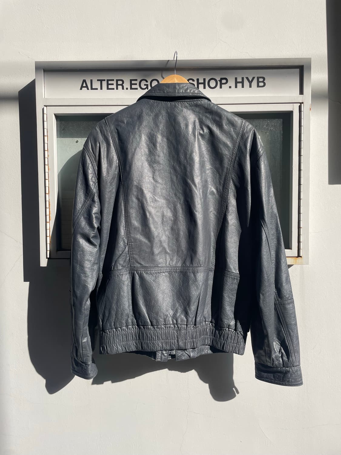 Dark Gray Vintage Genuine Leather Bomber 상품이미지8