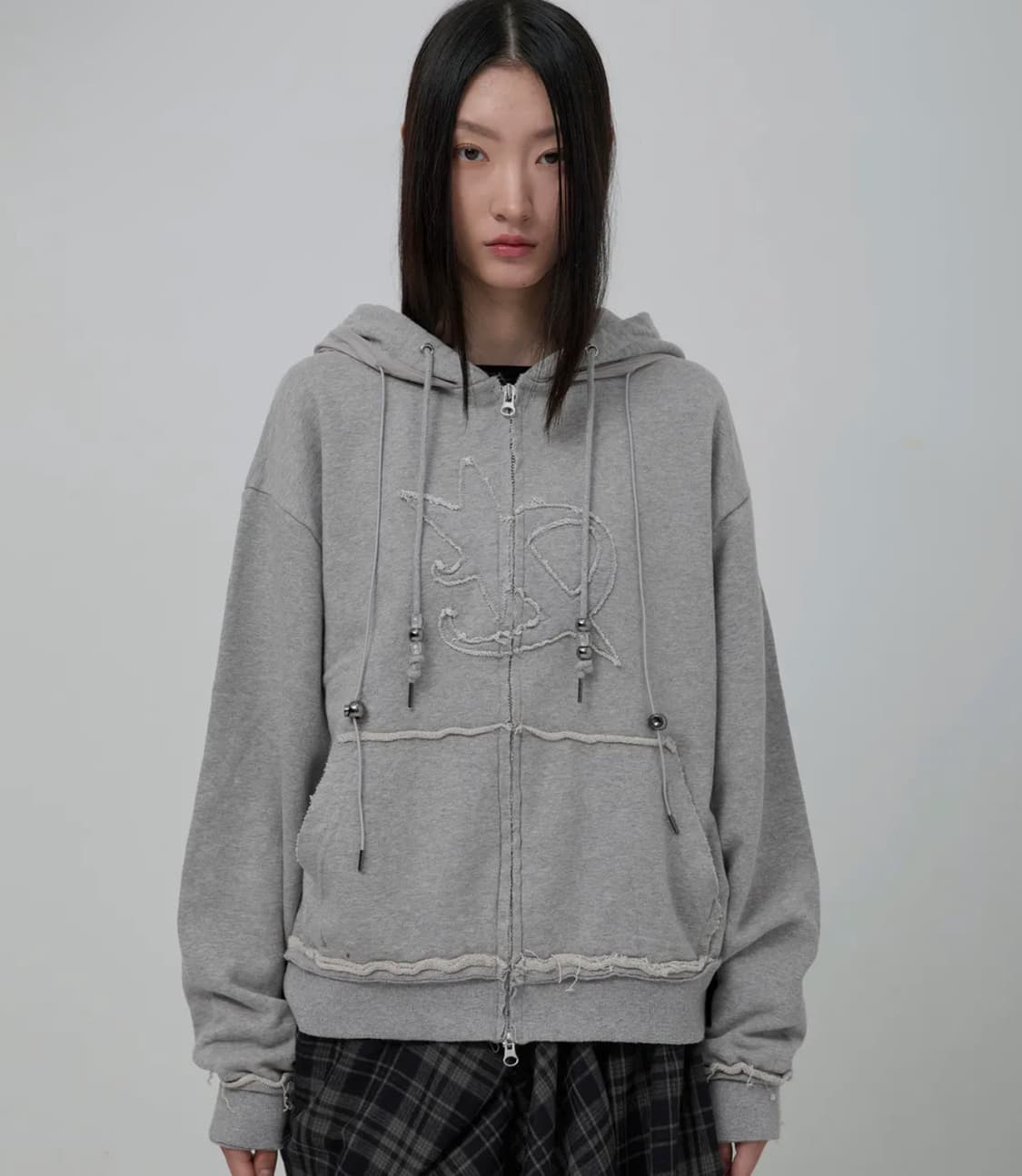 플레어업 레이어드 후드집업 그레이 2사이즈 상품이미지1