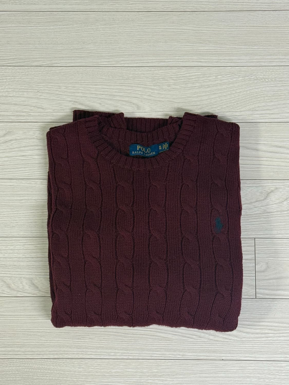 폴로 랄프로렌 케이블 니트 버건디 XL 상품이미지1