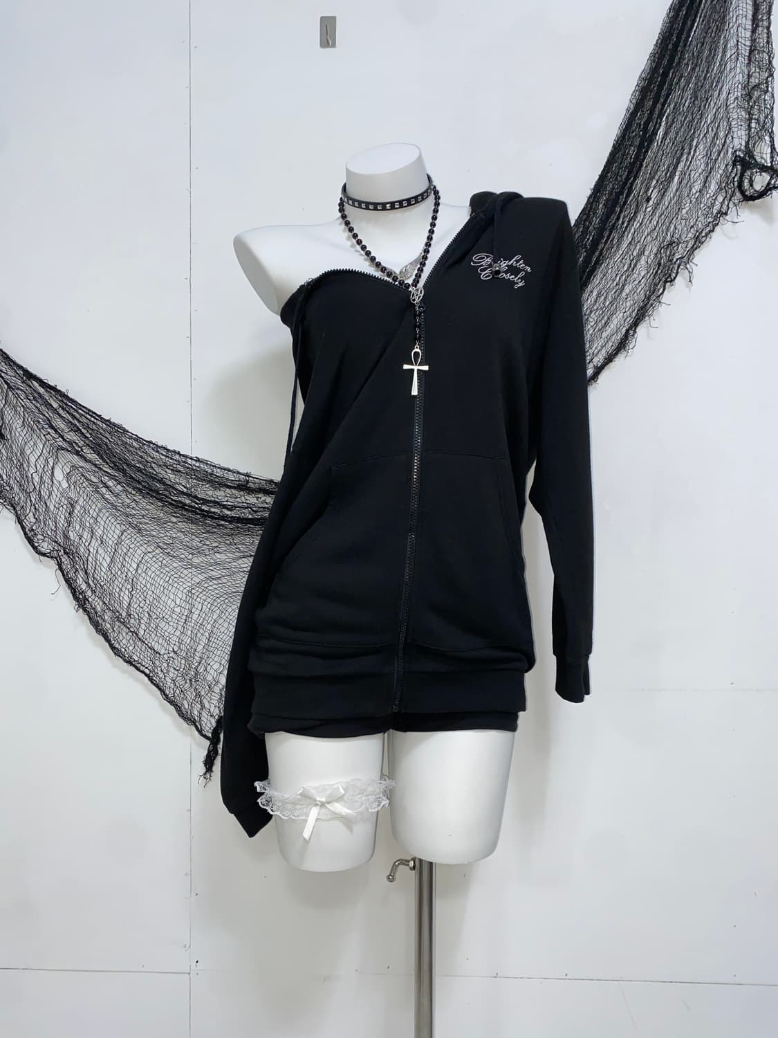 ꒰ঌ GALYGE 십자가 큐빅 후드집업 ໒꒱ 상품이미지2