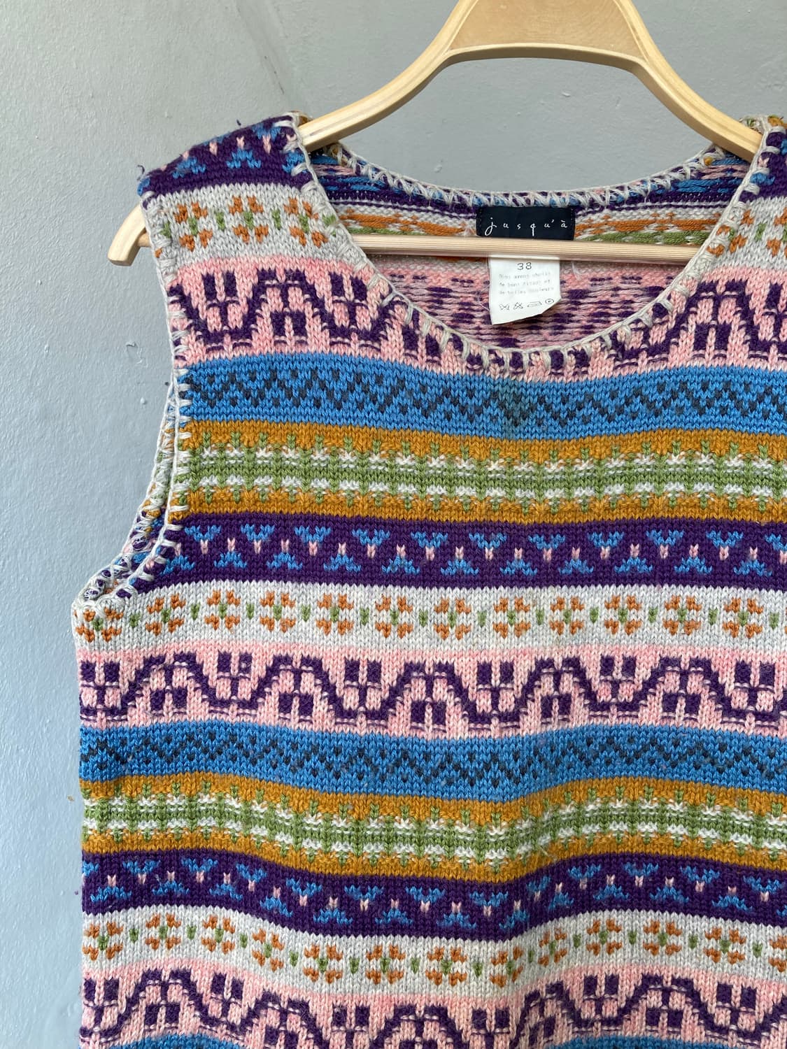 울 100% 에스닉 니트탑 상품이미지2