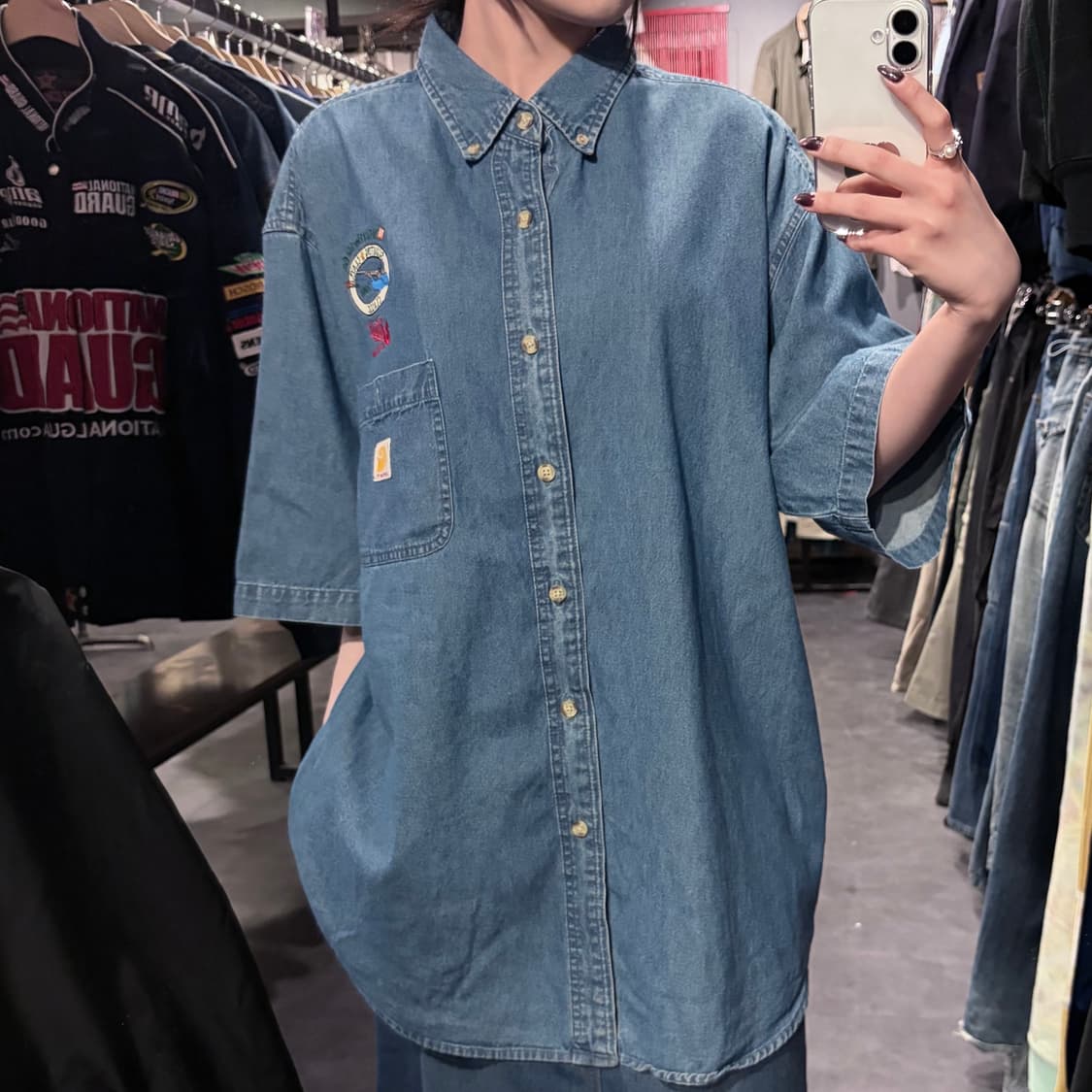 [IM] Carhartt 칼하트 데님 반팔 셔츠 중청 상품이미지4