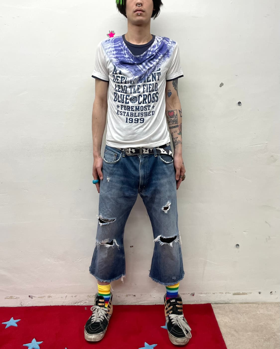 Blue scarf trong freu layered T-shirt  상품이미지5