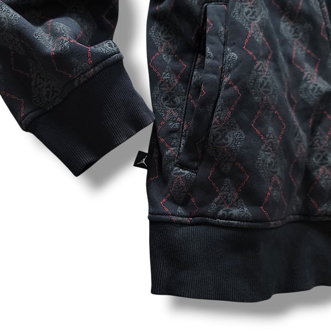 [100/M]  나이키조던 블랙 아가일 패턴 기모 후드집업 상품이미지7